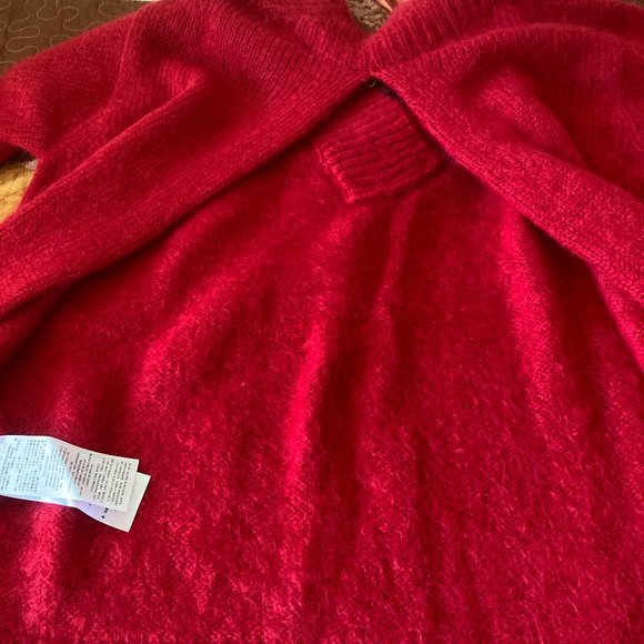 NWT Christopher Kane V Neck Mohair Wool Red Open Back Women's Luxury Sweater XL - Picture 8 of 10